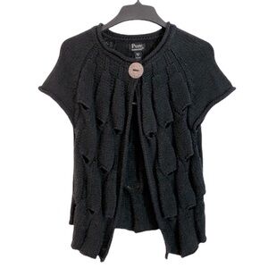 Pure Handknit Short Sleeve Ruffled Cardigan 100% Cotton